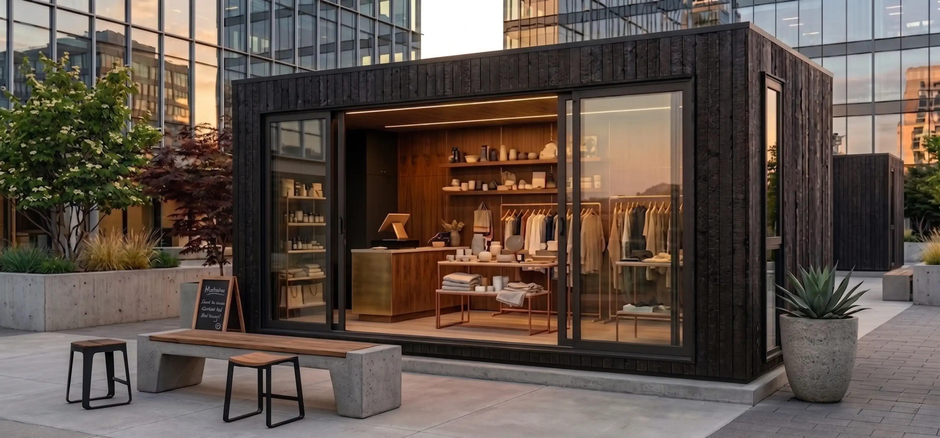 Comercial boutique moda modulo urbano exterior