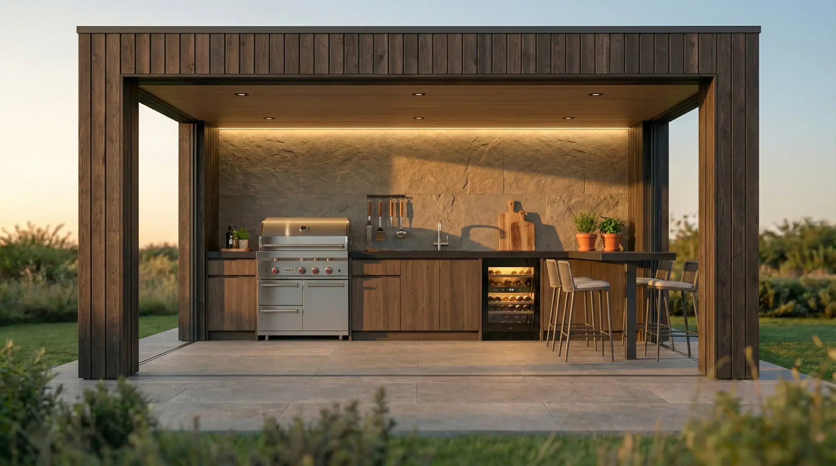 Barbacoa cocina exterior porche jardin