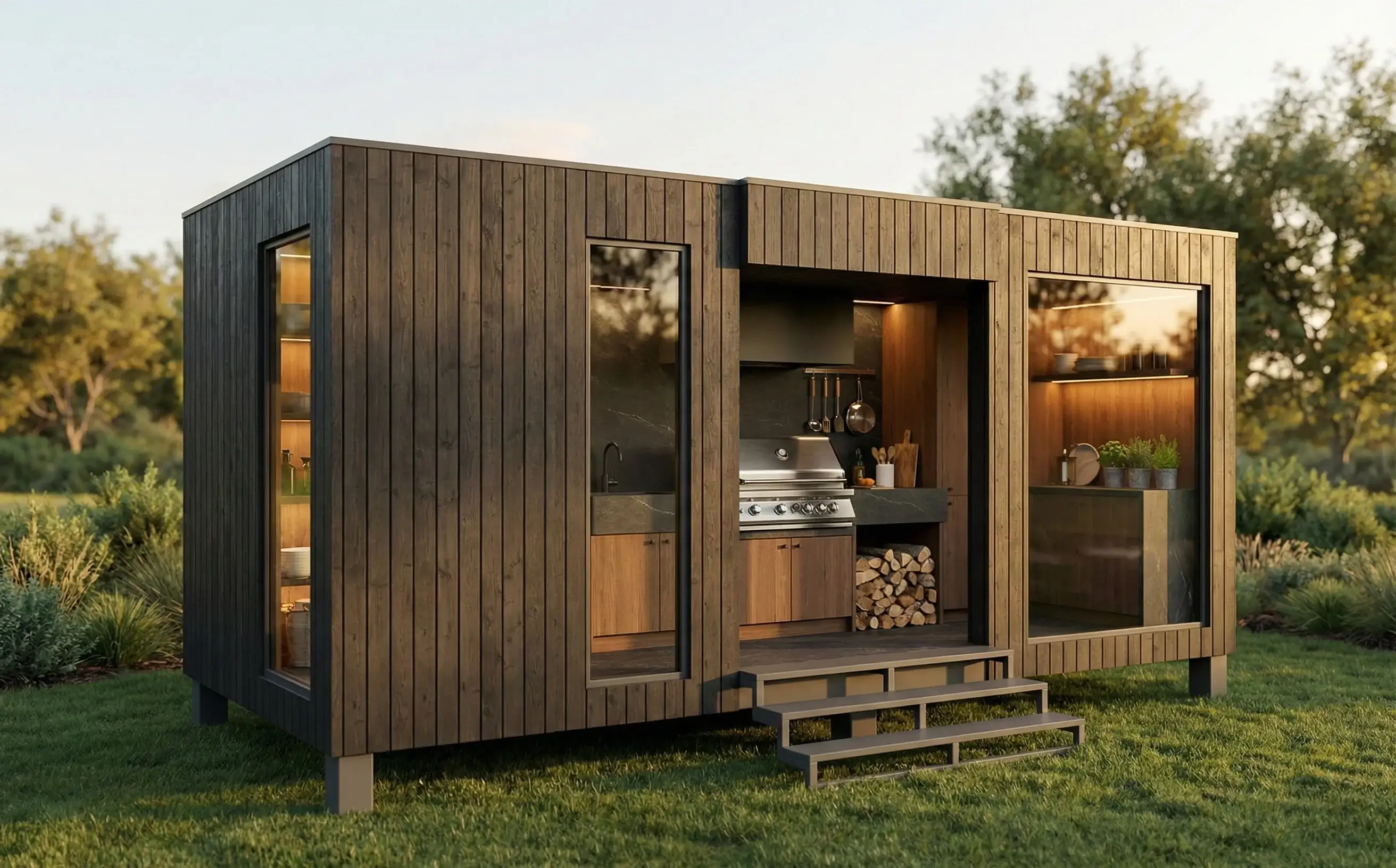 Barbacoa modulo prefabricado jardin exterior