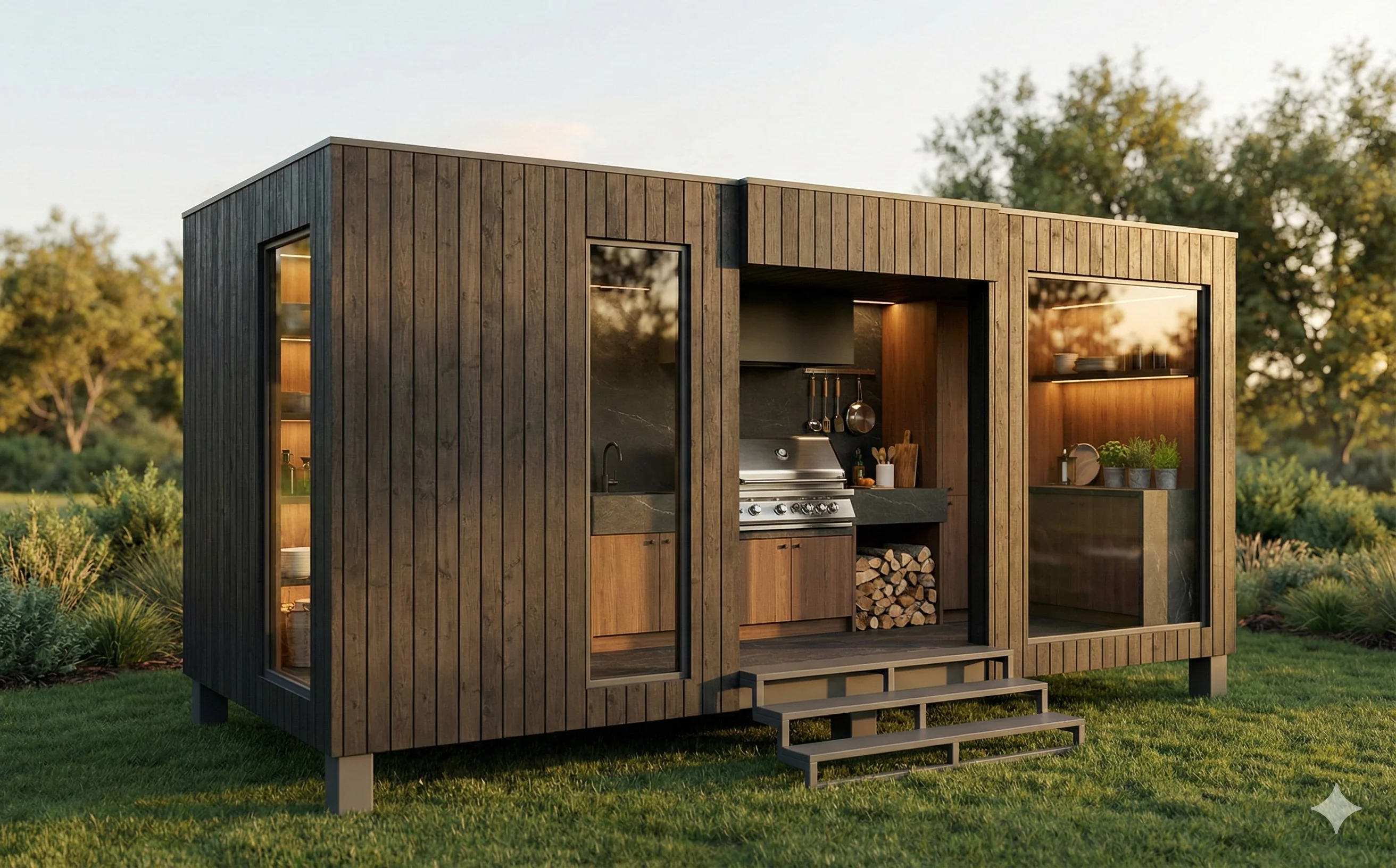 Barbacoa módulo prefabricado jardín exterior