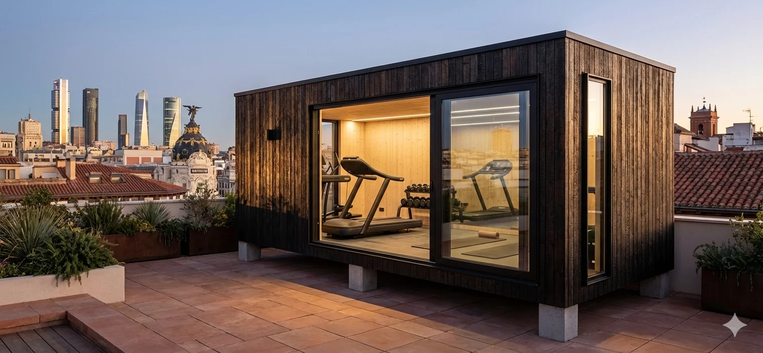Gimnasio módulo prefabricado en azotea
