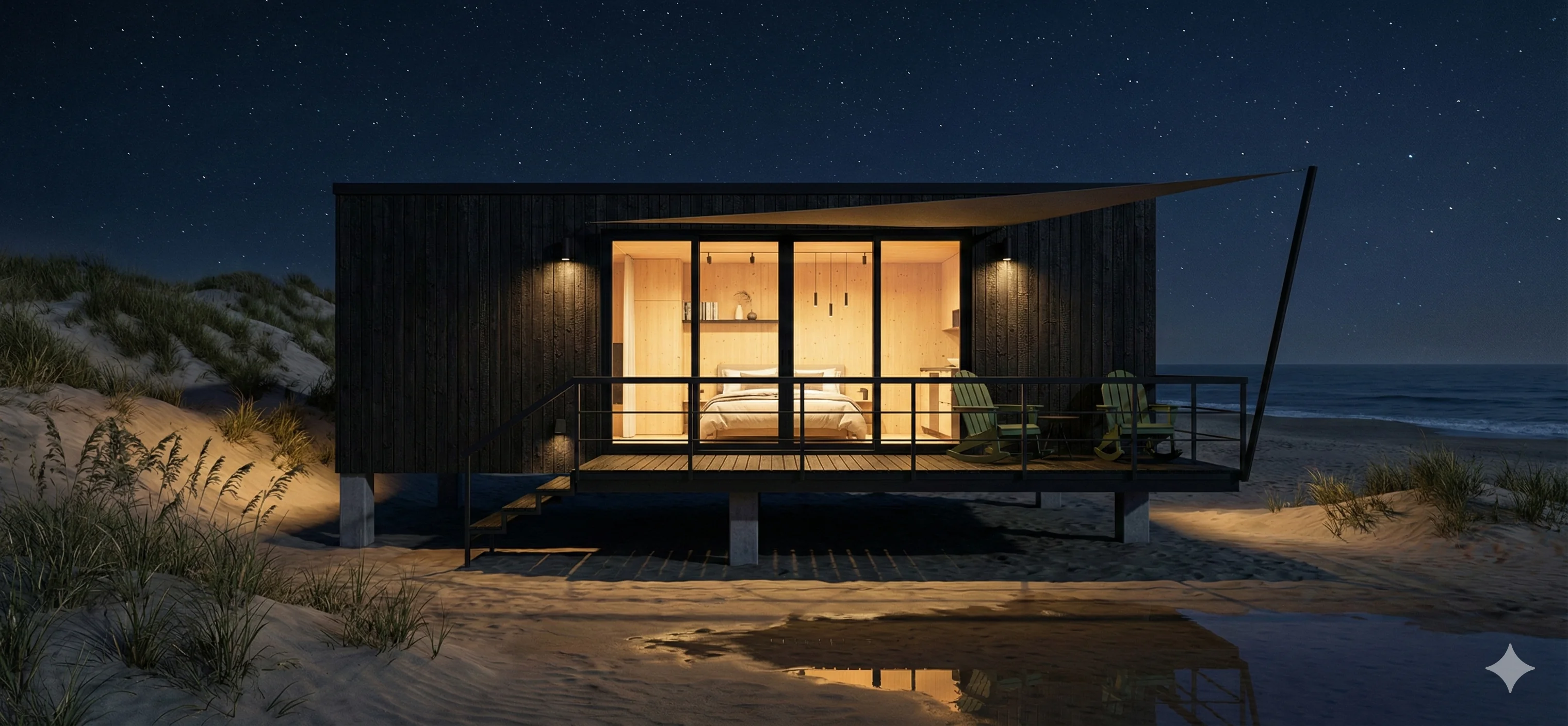 Módulo prefabricado hotelero glamping en playa