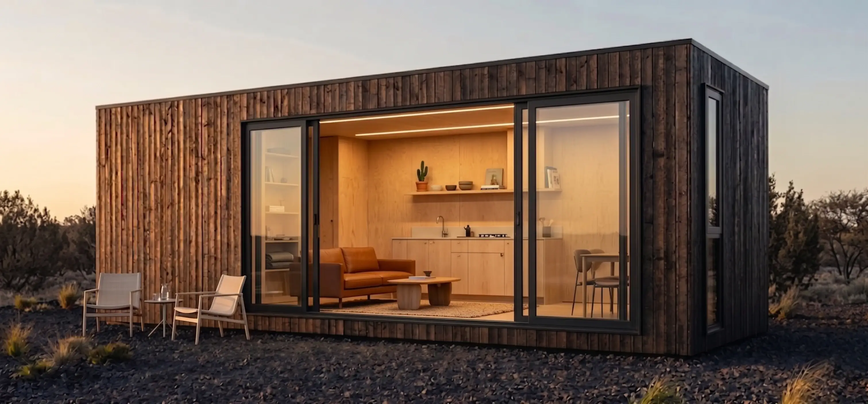 Suite modulo prefabricado salon cocina desierto